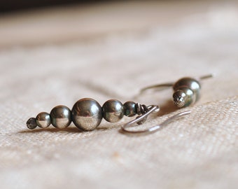 Sterling silver five bead earrings