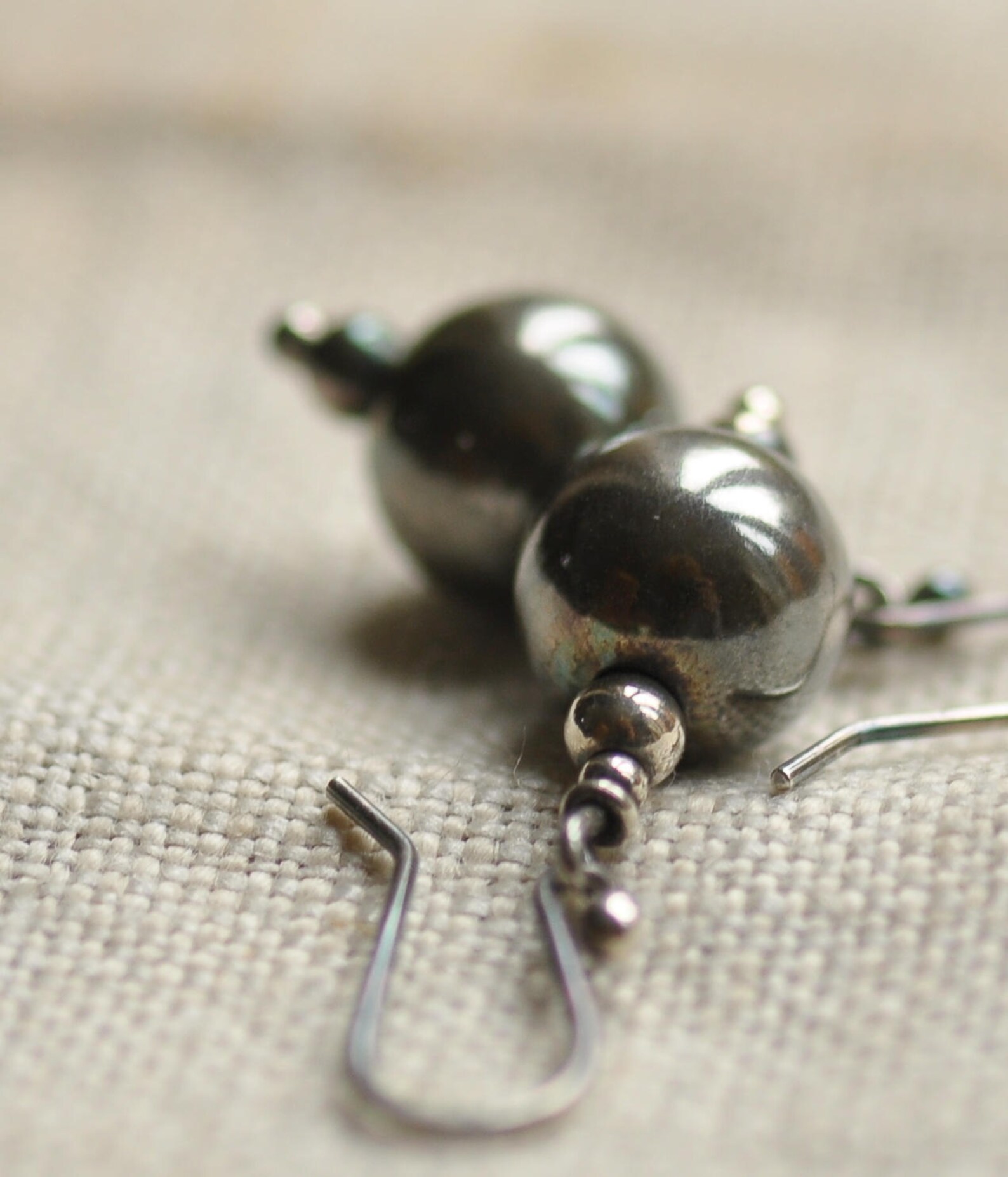 Sterling Silver Bead Earrings Oxidized Unique Etsy