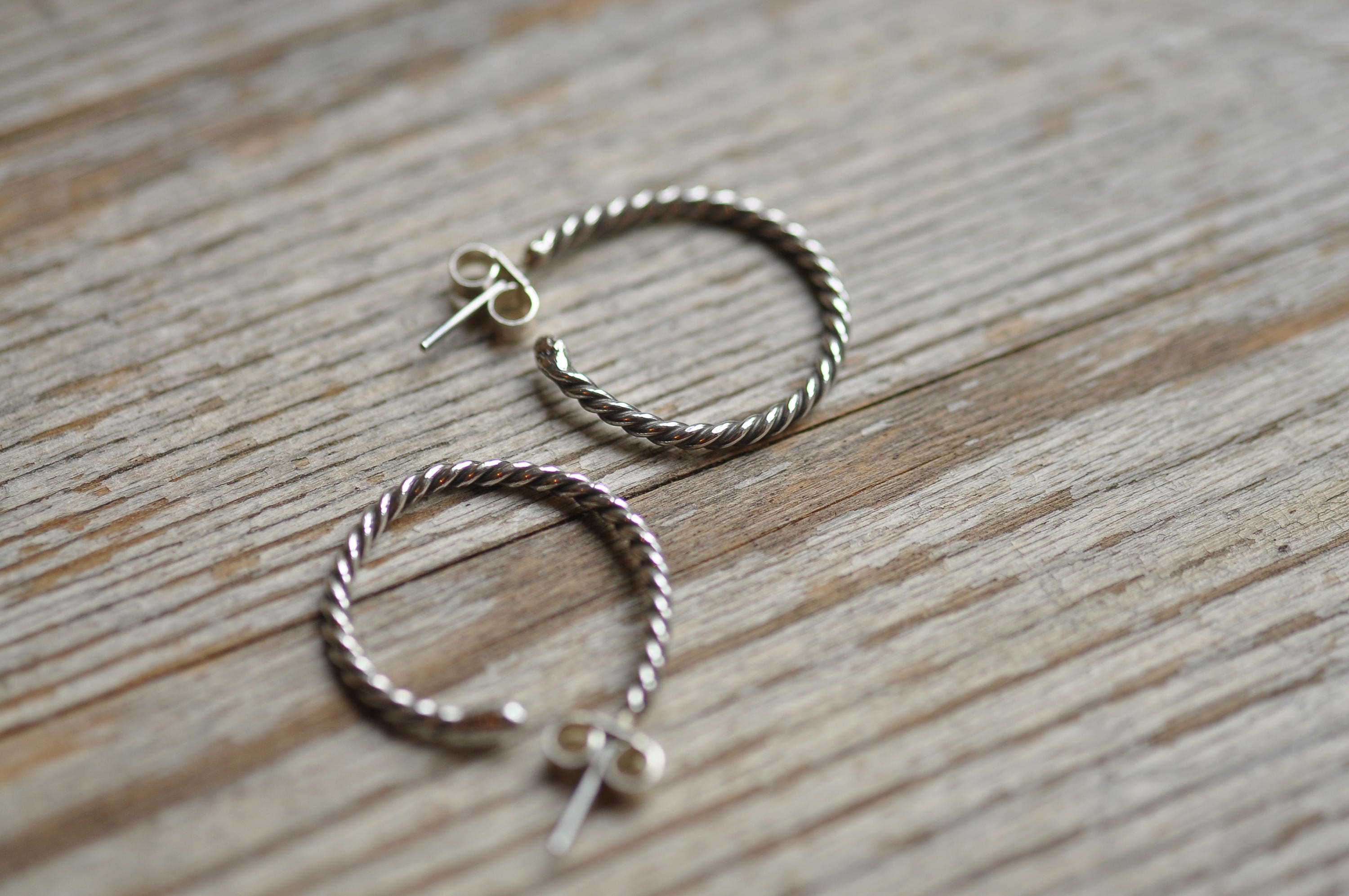 Sterling Silver twisted wire earrings oxidized unique Etsy