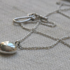 Sterling silver delicate pebble necklace, hand forged, unique
