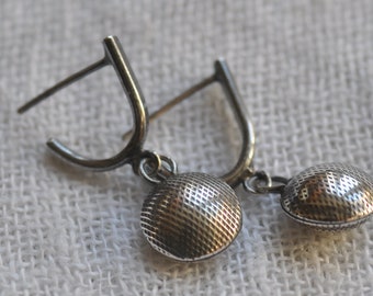 Sterling silver embossed bead earrings, hand forged