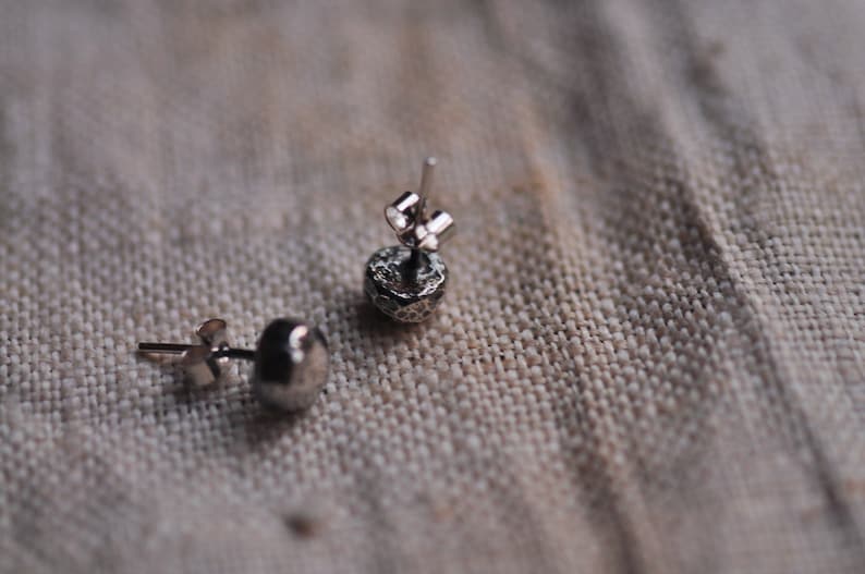 Sterling silver hammered dot earrings image 4