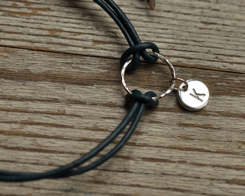Leather friendship bracelet with sterling silver stamped Etsy