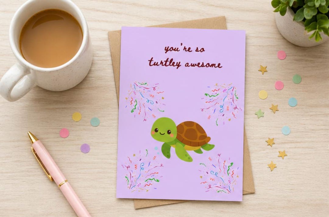 Cute Turtle Pun Card | You're so Turtley Awesome | Funny ...