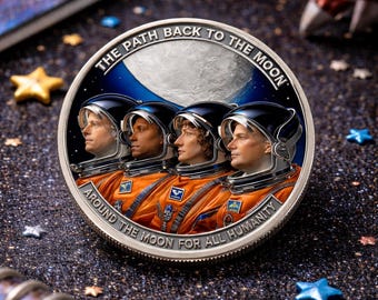 Artemis II Lunar Mission Commemorative Coin, 2026 Silver Plated Space Memorabilia