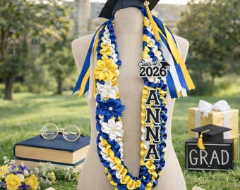 Personalized Graduation Lei with Name Satin Grad Lei, Class of 2026 Senior Graduation Gift, Class of 2026 Grad Gift
