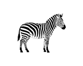 Silueta de cebra SVG PNG Archivo de corte para Cricut Silhouette / Arte animal imprimible Clipart vectorial minimalista