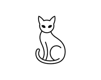 Logotipo SVG de gato / Arte lineal minimalista de gato / Diseño vectorial felino elegante / Archivo de corte para Cricut