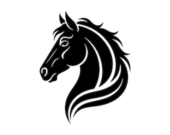 Silueta de cabeza de caballo SVG PNG, diseño moderno y minimalista de caballo, archivo para Cricut