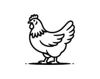 Pollo sencillo SVG PNG / Arte lineal minimalista de gallina / Archivo de corte de silueta de animal de granja / Cricut
