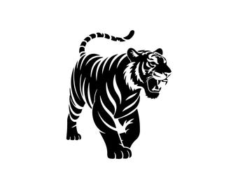 Tigre rugiente SVG / Poderoso logotipo vectorial de animal (descarga digital)