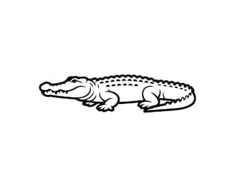 Cocodrilo SVG PNG / Contorno minimalista de cocodrilo / Dibujo lineal de caimán / Imágenes prediseñadas de reptiles para Cricut Silhouette