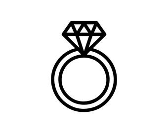 Archivo SVG de anillo de diamantes / Archivo de corte de arte lineal minimalista (descarga digital)