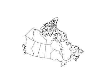 Mapa de Canadá en formato SVG, contorno de las provincias canadienses (descarga digital)