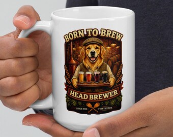 Golden retriever hoofdbrouwermok | Ambachtelijk bier hond cadeau vader