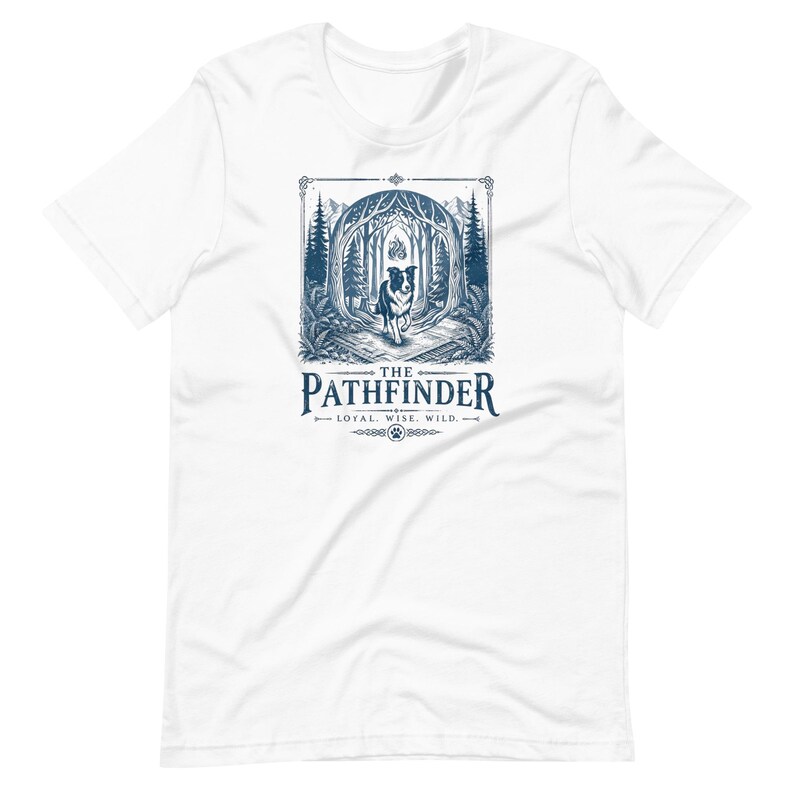 Border Collie T-Shirt | The Pathfinder | Linocut-style Graphic | Forestcore Art | Gift for Dog Lovers image 13
