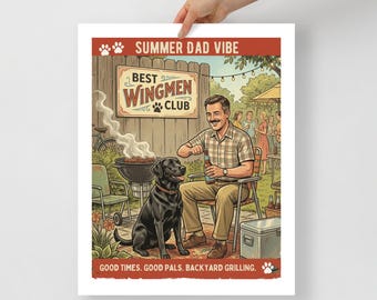Labrador-poster | Achtertuin BBQ-print | Cadeau vader hond