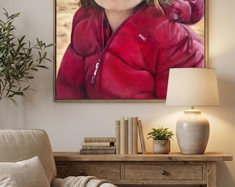 Retrato al óleo personalizado, pintado a mano sobre tabla de yeso, personas y mascotas a partir de una fotografía.