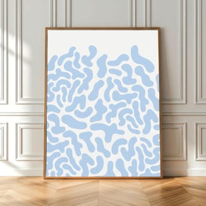 Organic Patch Pattern Poster | Off White & Ice Blue | Abstract Design | Minimal Wall Art Printable | Modern Retro Home Decor | Download PDF
