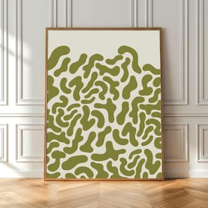 Organic Patch Pattern Poster | Off White & Matcha | Abstract Design | Minimal Wall Art Printable | Modern Retro Home Decor | Download PDF