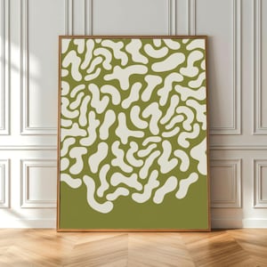 Organic Patch Pattern Poster | Matcha & Off White | Abstract Design | Minimal Wall Art Printable | Modern Retro Home Decor | Download PDF