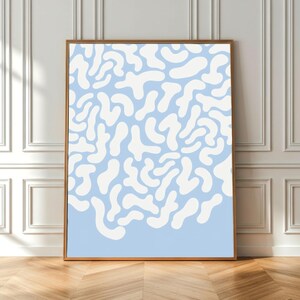 Organic Patch Pattern Poster | Ice Blue & Off White | Abstract Design | Minimal Wall Art Printable | Modern Retro Home Decor | Download PDF