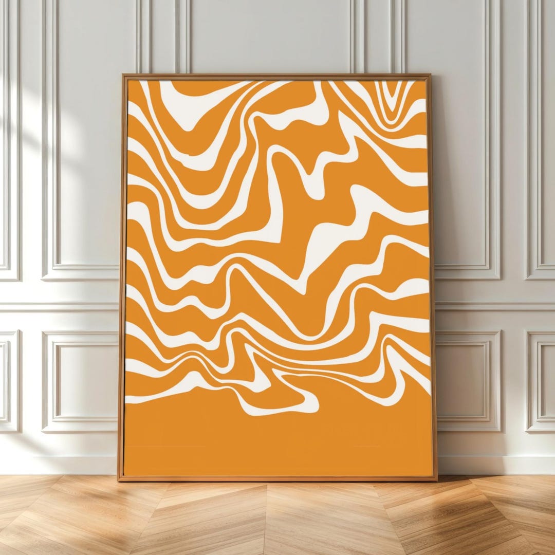 Orange Abstract Line Art Poster | Minimalist Wall Art Printable | Burnt ...