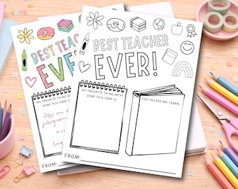 Printable Teacher Appreciation Coloring Page for Kids, Thank You Teacher Gift, End of School Year Activity, Instant PDF Download