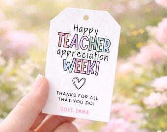 Thank You Teacher Gift Tag Printable, Personalized Teacher Appreciation Gift, Easy Last Minute Teacher Gift Tag, Custom Name PDF