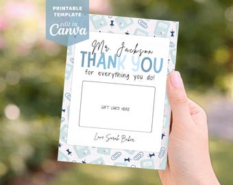 Printable Teacher Gift Card Holder, End of Year Teacher Gift, Teacher Appreciation Week Gift, Canva Editable Template, Instant Download