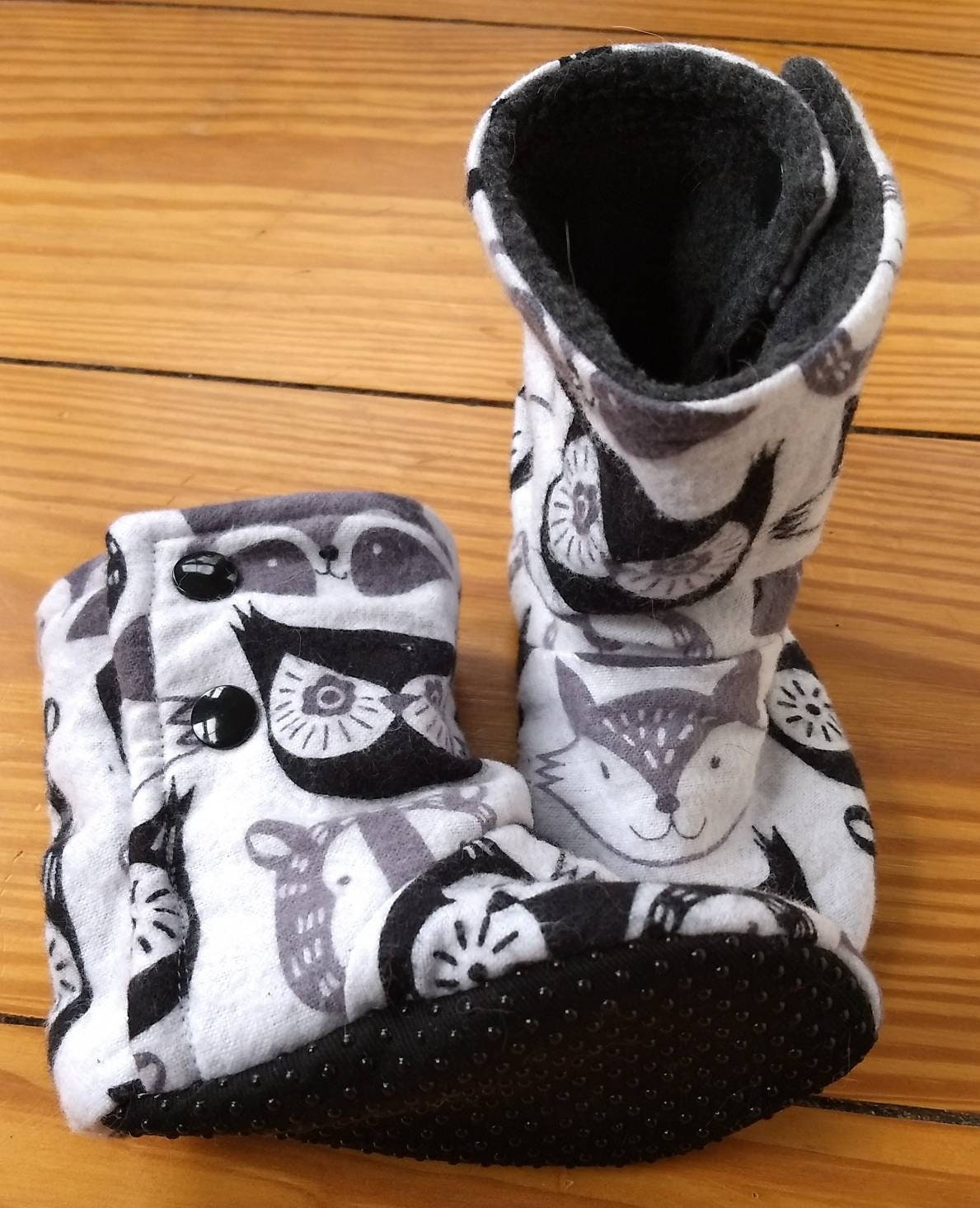 Baby Booties lined with gray fleece lining for your little one Etsy