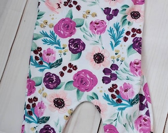Floral romper overalls with shoulder snaps