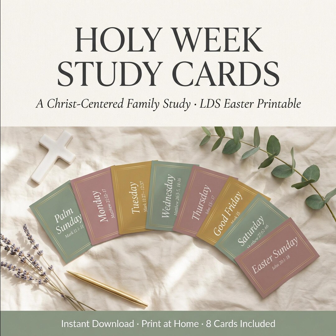 Holy Week Study Cards, LDS Easter Scripture Printable (instant Download ...