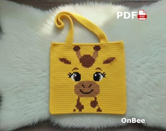 Giraffe Crochet Tote Bag Pattern – Safari Animal Amigurumi PDF