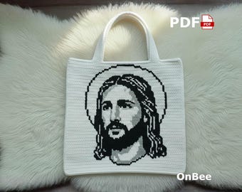 Jesus Crochet Tote Bag Pattern – Religious Faith Bag (PDF)