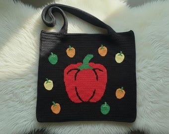 Chili Pepper Crochet Tote Bag Pattern – Spicy Food Lover Crochet Accessory (PDF Download)
