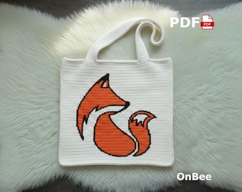Fox Crochet Tote Pattern – Woodland Animal Shoulder Bag (PDF Download)