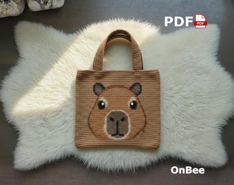 Capybara Crochet Bag Pattern, Tapestry Animal Tote Graph (PDF Download)