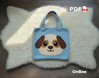 Crochet Dog Bag Pattern, Puppy Tote Tapestry Graph (PDF Download)