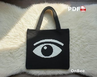 Eye Crochet Tote Bag Pattern – Boho Mystical Design (PDF)