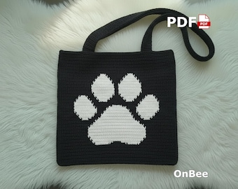Dog Paw Crochet Tote Bag Pattern (PDF Download)