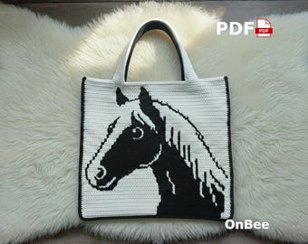 Horse Crochet Tote Bag Pattern, Tapestry Crochet Graph (PDF Download)