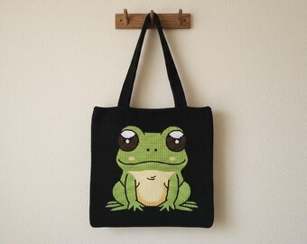 Kawaii Frog Crochet Tote Bag Pattern (PDF Download)