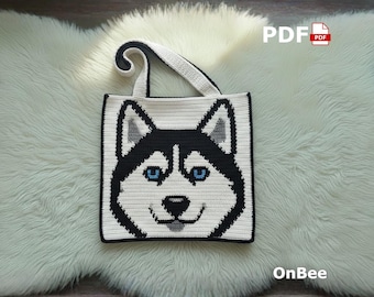 Husky Crochet Bag Pattern, Tapestry Dog Tote Graph (PDF Download)