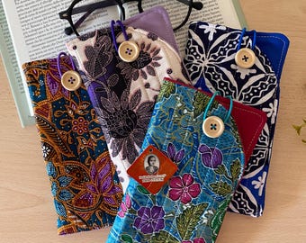 Batik Eyeglasses Case Handmade in Italy – Thai Fabric Glasses Sleeve Soft Pouch Lens Cocoon Unique Gift Idea