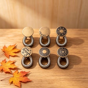 Jeans Button Extenders, No-Sew Metal Spring Collar Waist Extender for Denim Pants Jacket Multi-pack Random Mix