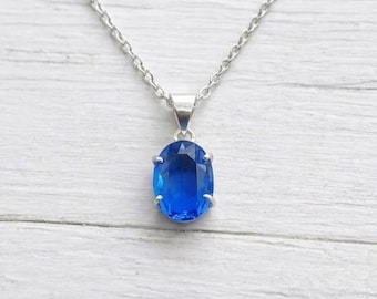 Blue Tanzanite 15–20Ct Necklace Oval Cut, Sterling Silver Minimalist Pendant, Luxury Gemstone Jewellery, Birthday Gift for Her