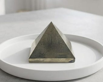 Natural Pyrite Pyramid for Wealth and Protection, Certified Pyrite Crystal Decor, Feng Shui Money Stone, Meditation Healing Crystal