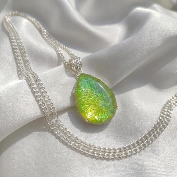 Premium Monarch Opal Sterling Silver Necklace, Pear Shape 100–110Ct Bi Color Gemstone Pendant, October Birthstone Jewellery, Gift for Her