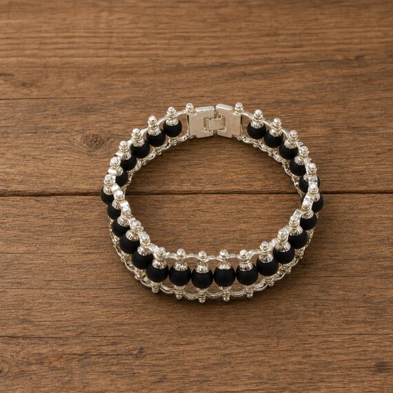 Certified Karungali Bracelet for Men & Women | Natural Black wood Healing Bracelet with Silver Finish | Traditional Protective Bracelet